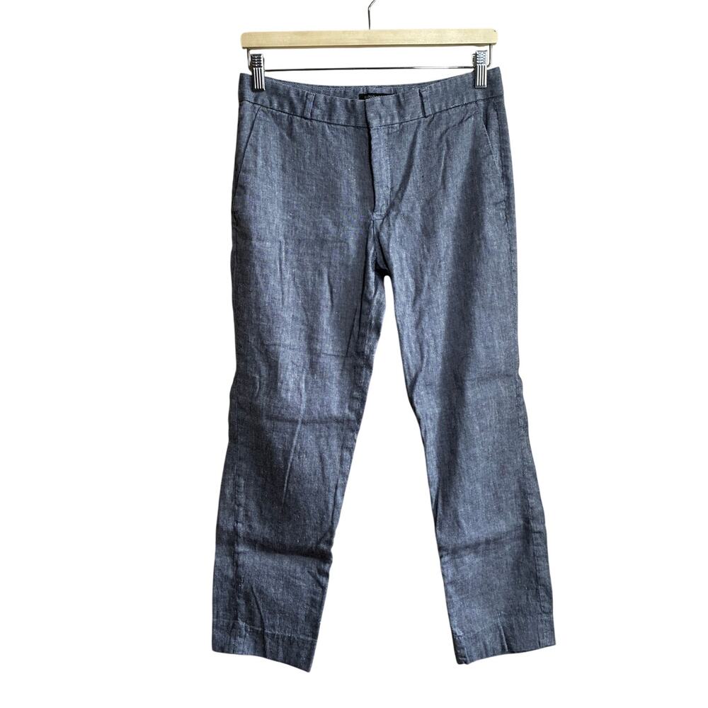 Banana Republic avery blue white striped trousers women's 4 linen cotton blend